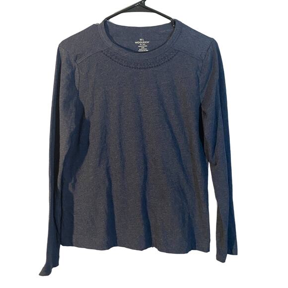 Woolrich Navy Blue Long Sleeve Crew Neck Dressy Embroidered Shirt Men Sz M - Picture 1 of 7
